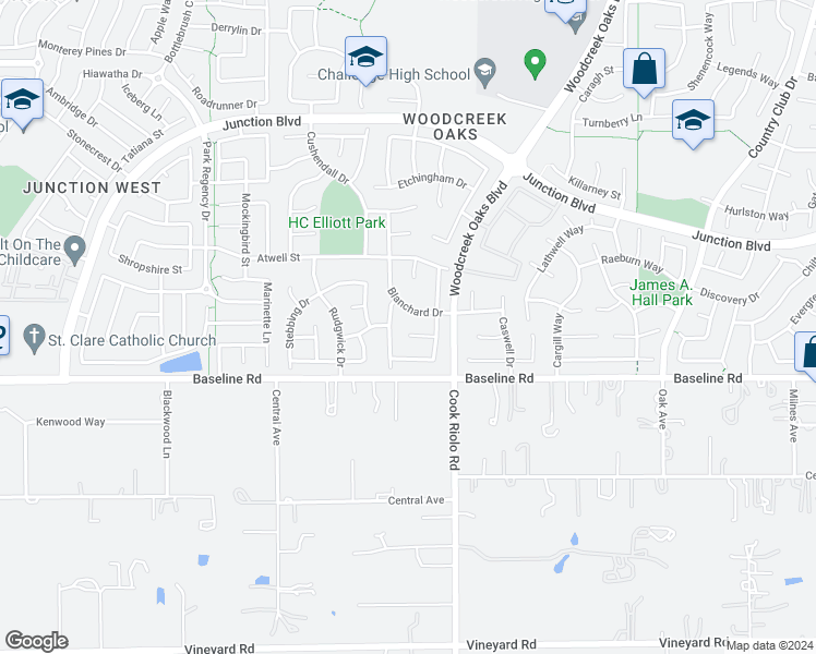 map of restaurants, bars, coffee shops, grocery stores, and more near 110 Pennell Court in Roseville