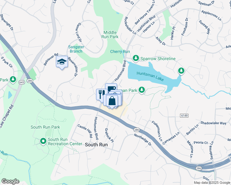 map of restaurants, bars, coffee shops, grocery stores, and more near 7413 Dorothy Court in Springfield