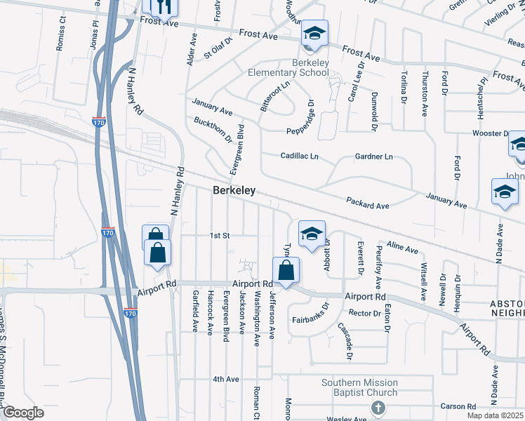 map of restaurants, bars, coffee shops, grocery stores, and more near 6334 Washington Avenue in Berkeley
