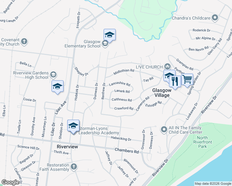 map of restaurants, bars, coffee shops, grocery stores, and more near 433 Lanark Road in St. Louis