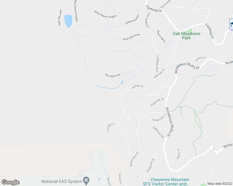 map of restaurants, bars, coffee shops, grocery stores, and more near 235 Stonebeck Lane in Colorado Springs