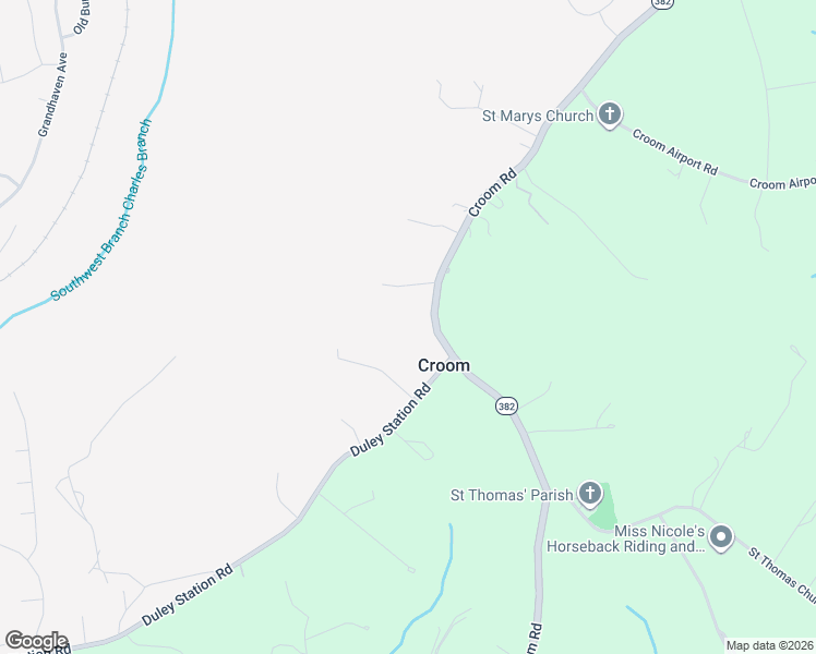 map of restaurants, bars, coffee shops, grocery stores, and more near 9905 Croom Road in Upper Marlboro