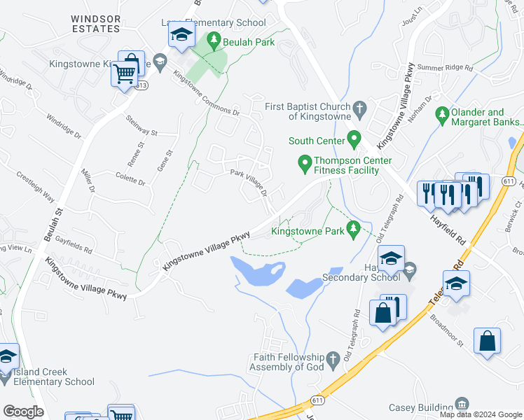 map of restaurants, bars, coffee shops, grocery stores, and more near 7532 Oldham Way in Alexandria