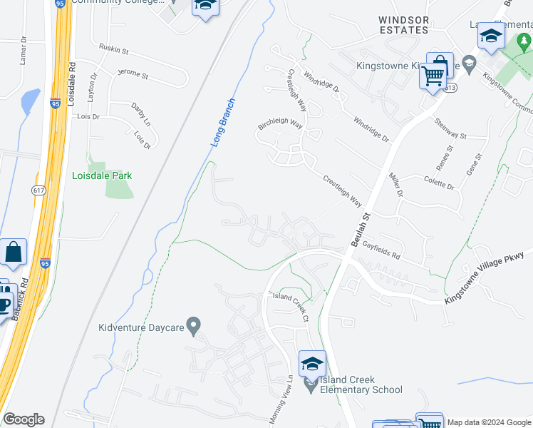 map of restaurants, bars, coffee shops, grocery stores, and more near 7500 Lamoyne Court in Alexandria