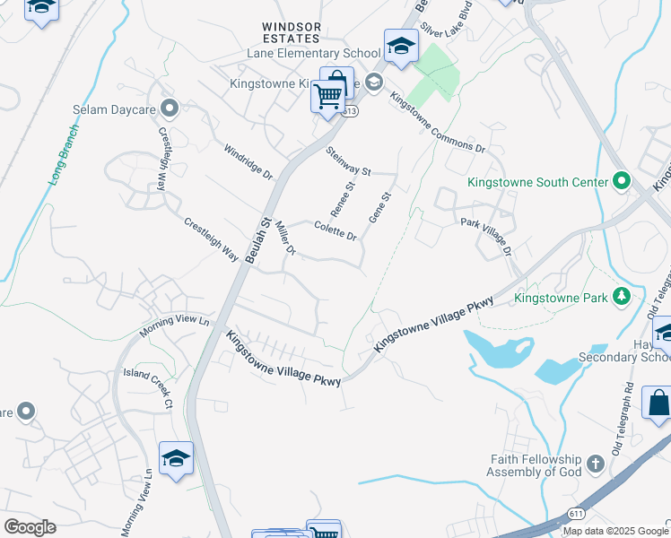map of restaurants, bars, coffee shops, grocery stores, and more near 6311 Miller Drive in Alexandria