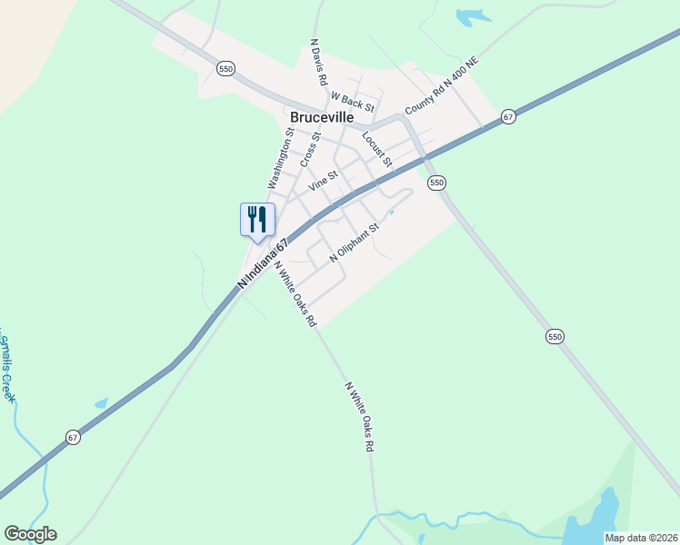 map of restaurants, bars, coffee shops, grocery stores, and more near 303 East Holmes Street in Bruceville