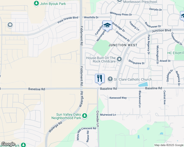 map of restaurants, bars, coffee shops, grocery stores, and more near 1765 San Jose Way in Roseville