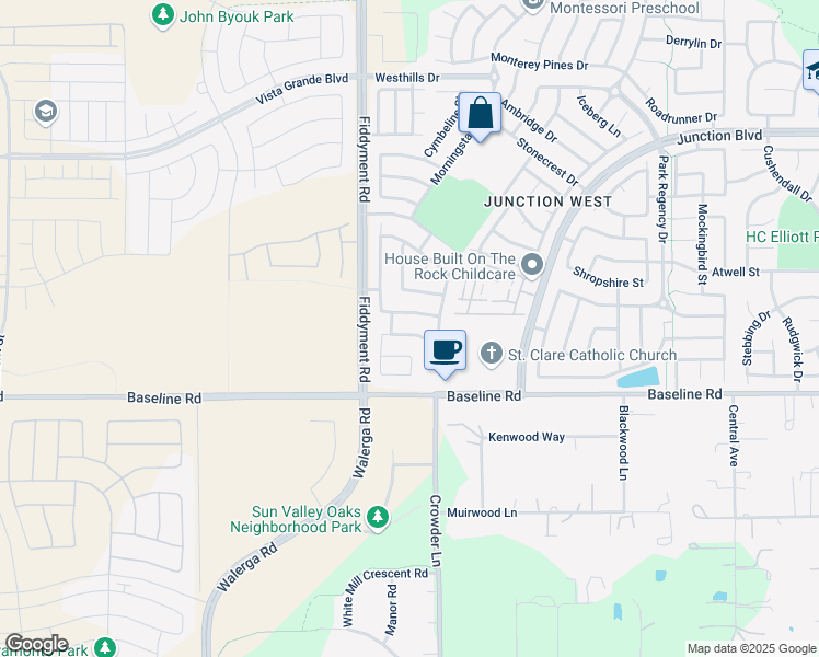 map of restaurants, bars, coffee shops, grocery stores, and more near 1765 San Jose Way in Roseville