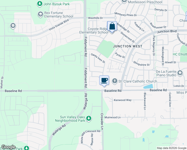 map of restaurants, bars, coffee shops, grocery stores, and more near 1709 San Jose Way in Roseville