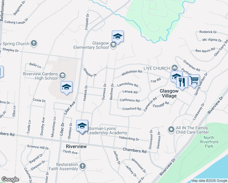map of restaurants, bars, coffee shops, grocery stores, and more near 433 Lanark Road in St. Louis