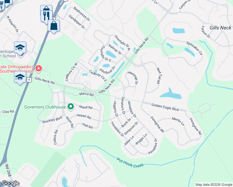 map of restaurants, bars, coffee shops, grocery stores, and more near 18908 Roth Drive in Lewes
