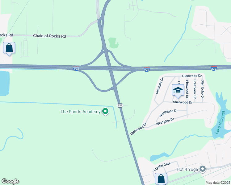 map of restaurants, bars, coffee shops, grocery stores, and more near 3665 North Bluff Road in Glen Carbon