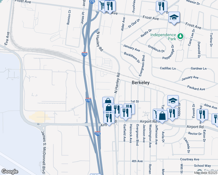 map of restaurants, bars, coffee shops, grocery stores, and more near 8611 Graham Lane in Berkeley
