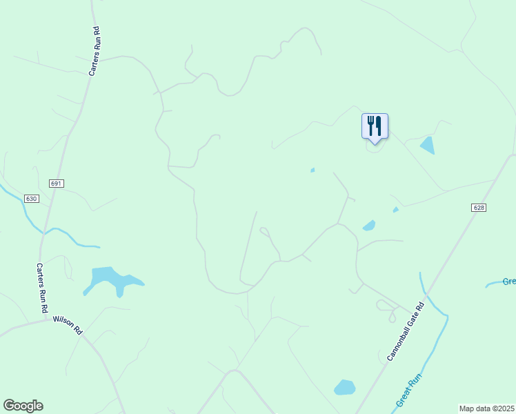 map of restaurants, bars, coffee shops, grocery stores, and more near 6699 Robinson Lane in Warrenton