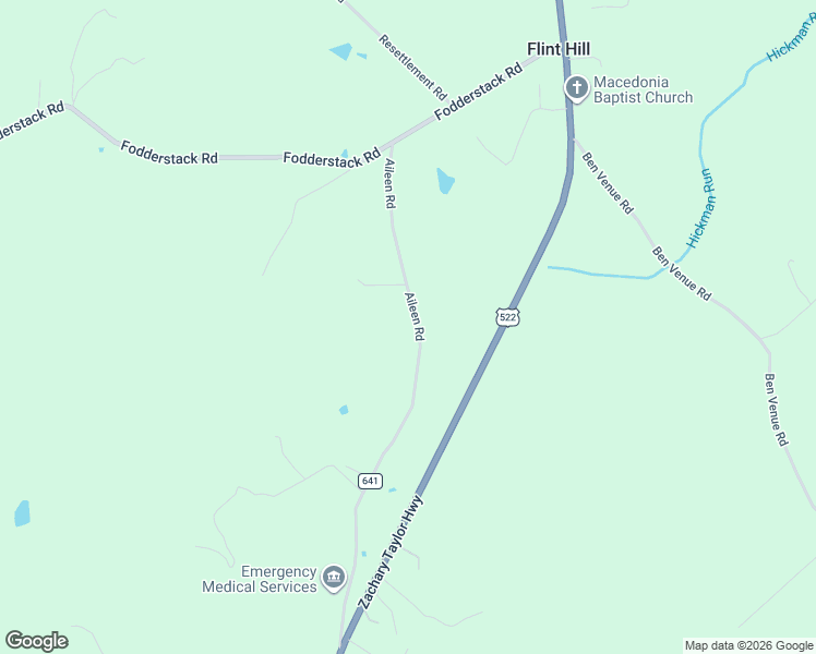 map of restaurants, bars, coffee shops, grocery stores, and more near 62 County Road 641 in Flint Hill