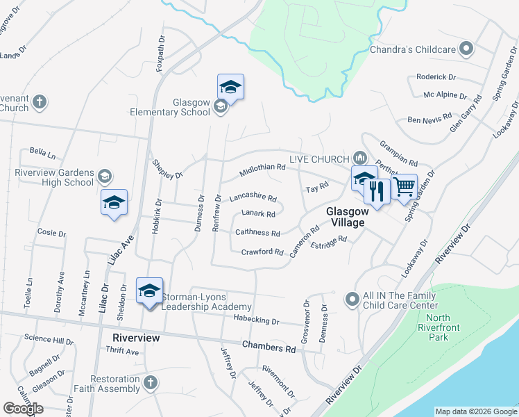map of restaurants, bars, coffee shops, grocery stores, and more near 401 Lanark Road in St. Louis