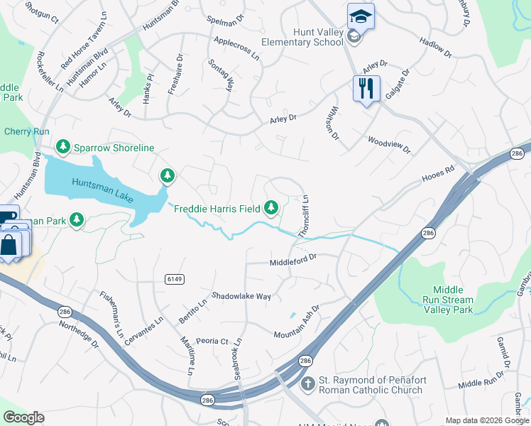 map of restaurants, bars, coffee shops, grocery stores, and more near 8870 Eagle Rock Lane in Springfield