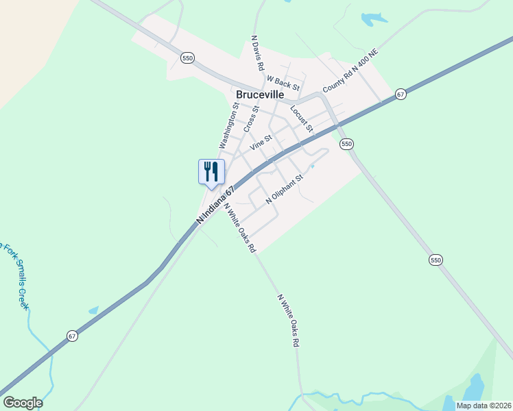 map of restaurants, bars, coffee shops, grocery stores, and more near 279 North Oliphant Street in Bruceville
