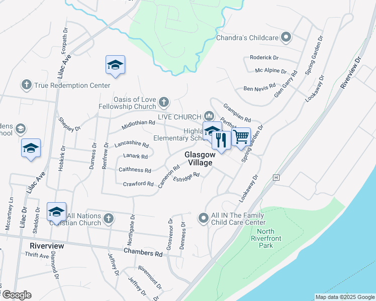 map of restaurants, bars, coffee shops, grocery stores, and more near 212 Presley Road in St. Louis