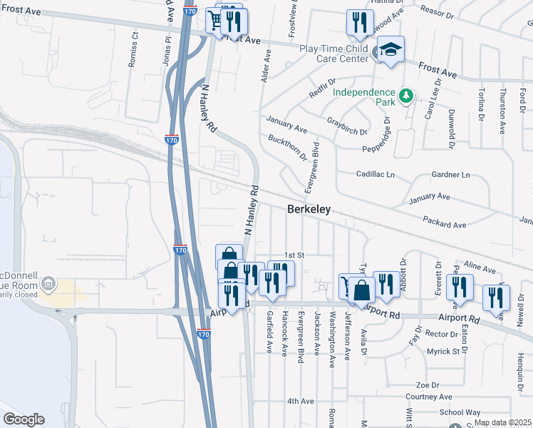 map of restaurants, bars, coffee shops, grocery stores, and more near 6344 Madison Avenue in Berkeley