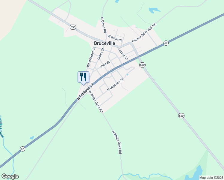 map of restaurants, bars, coffee shops, grocery stores, and more near 303 East Holmes Street in Bruceville