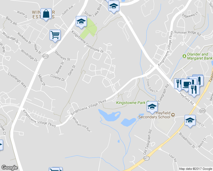 map of restaurants, bars, coffee shops, grocery stores, and more near 6122 Summer Park Lane in Alexandria