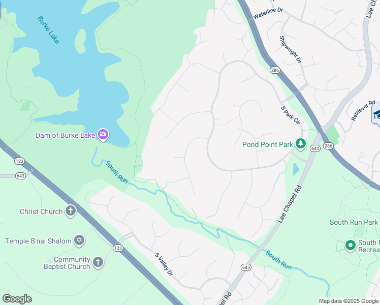 map of restaurants, bars, coffee shops, grocery stores, and more near 7411 South Reach Drive in Fairfax Station