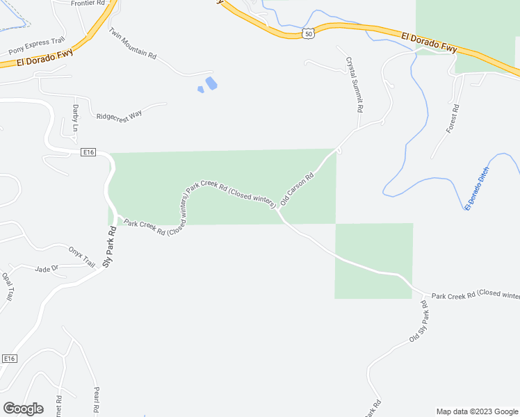 map of restaurants, bars, coffee shops, grocery stores, and more near 7021 Park Creek Road in Pollock Pines