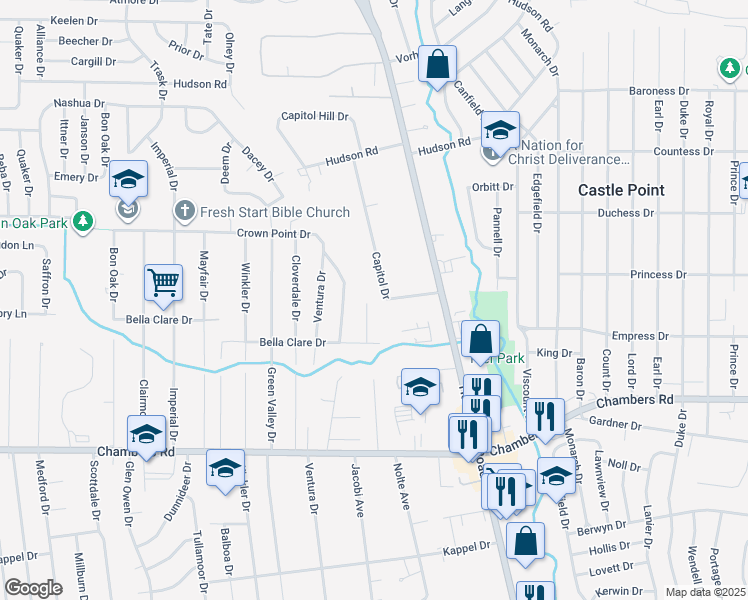 map of restaurants, bars, coffee shops, grocery stores, and more near 10132 Cavalier Court in Saint Louis