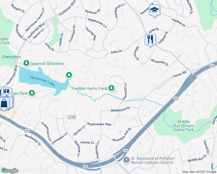 map of restaurants, bars, coffee shops, grocery stores, and more near 8887 Eagle Rock Lane in Springfield