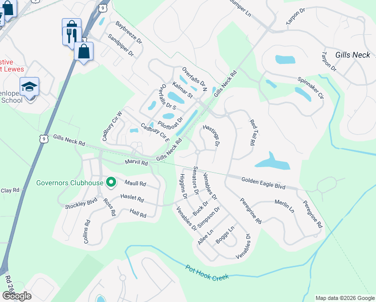 map of restaurants, bars, coffee shops, grocery stores, and more near 18908 Roth Drive in Lewes