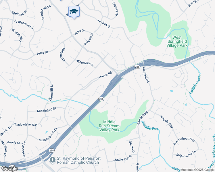 map of restaurants, bars, coffee shops, grocery stores, and more near 7361 Verdosa Court in Springfield