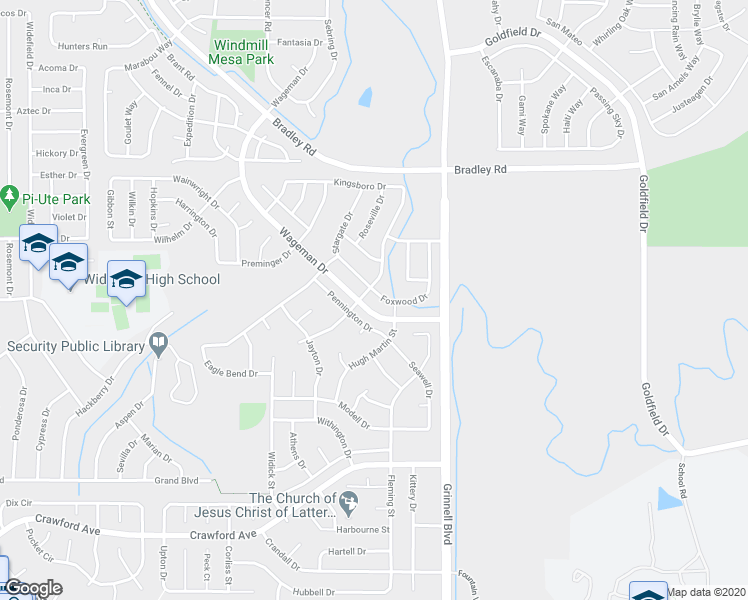 map of restaurants, bars, coffee shops, grocery stores, and more near 715 Foxwood Drive in Colorado Springs