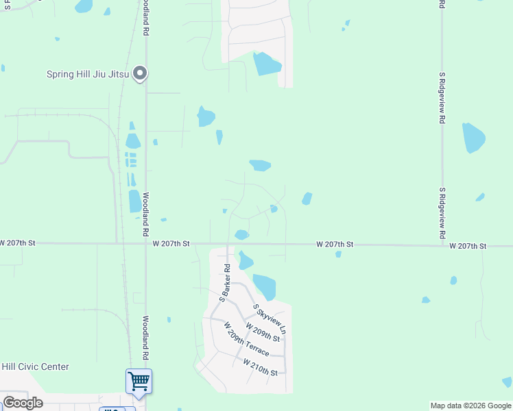 map of restaurants, bars, coffee shops, grocery stores, and more near Crestview Circle in Spring Hill