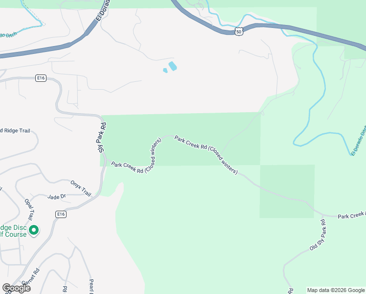 map of restaurants, bars, coffee shops, grocery stores, and more near Park Creek Road in Pollock Pines