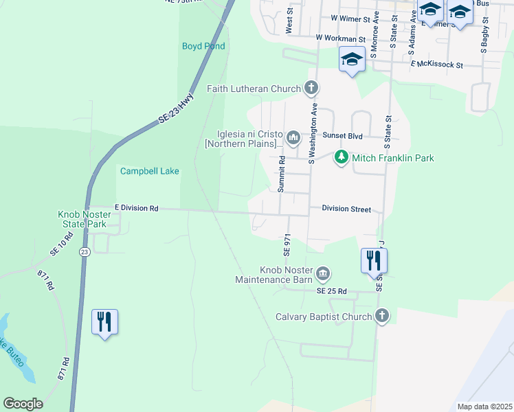 map of restaurants, bars, coffee shops, grocery stores, and more near 905 Uptegrove Lane in Knob Noster