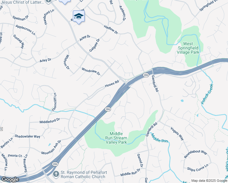 map of restaurants, bars, coffee shops, grocery stores, and more near 7362 Verdosa Court in Springfield
