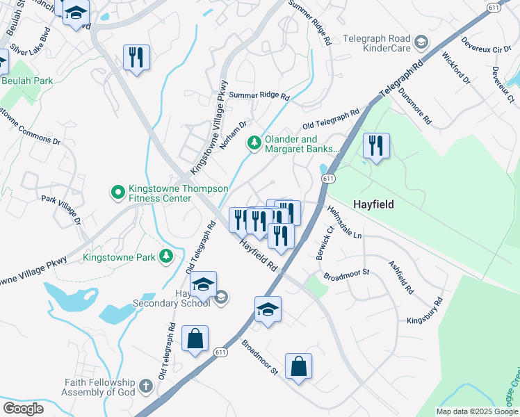 map of restaurants, bars, coffee shops, grocery stores, and more near 7503 Blanford Court in Alexandria