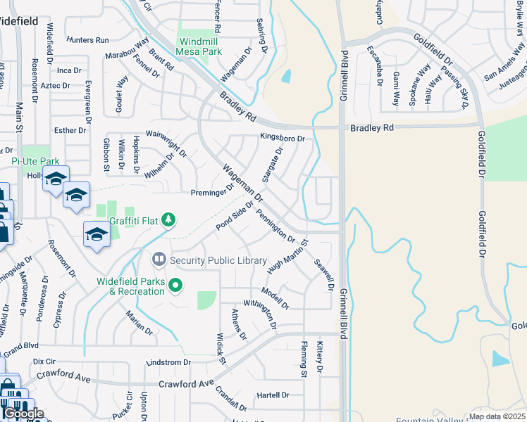 map of restaurants, bars, coffee shops, grocery stores, and more near 755 Pennington Drive in Colorado Springs