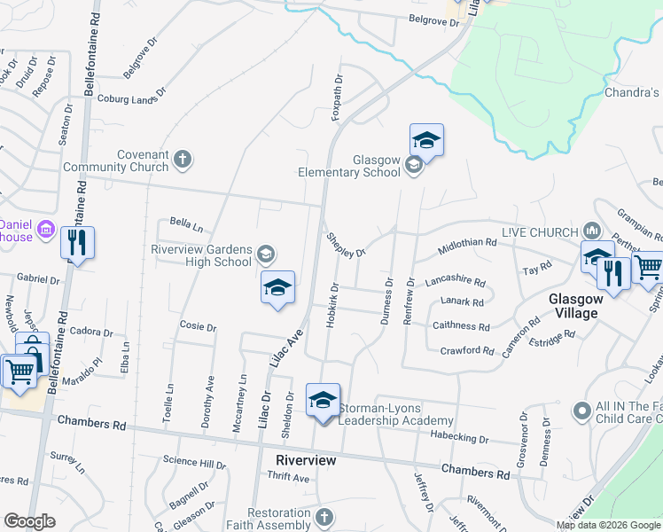 map of restaurants, bars, coffee shops, grocery stores, and more near 10429 Hobkirk Drive in St. Louis