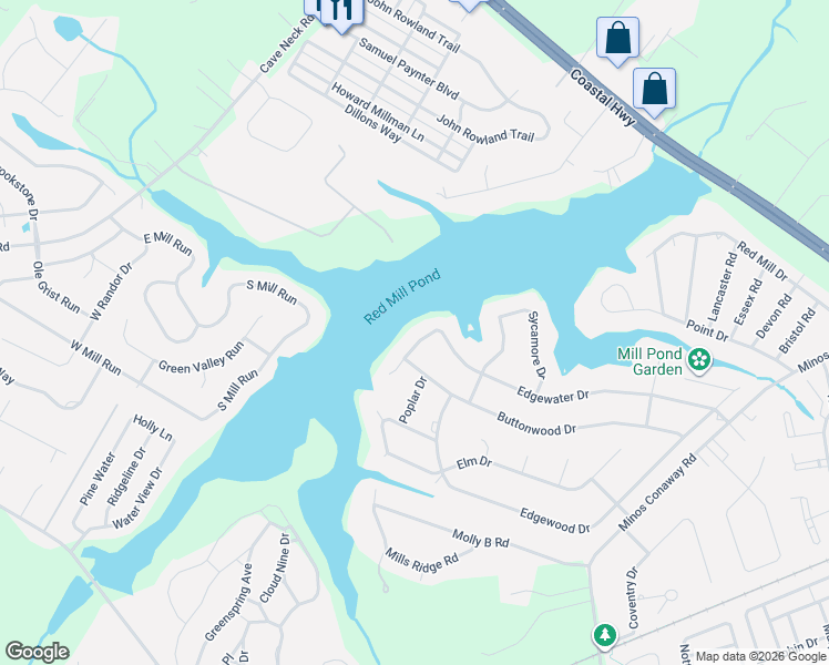 map of restaurants, bars, coffee shops, grocery stores, and more near 30785 Edgewater Drive in Lewes