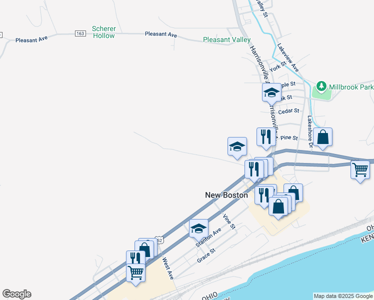 map of restaurants, bars, coffee shops, grocery stores, and more near 696 Glenwood Avenue in New Boston