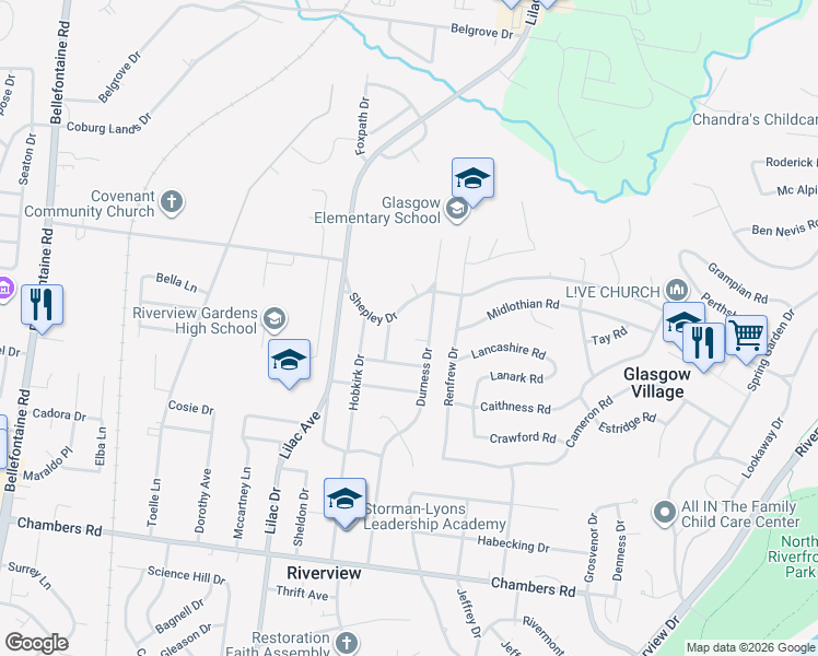 map of restaurants, bars, coffee shops, grocery stores, and more near 636 Shepley Drive in St. Louis