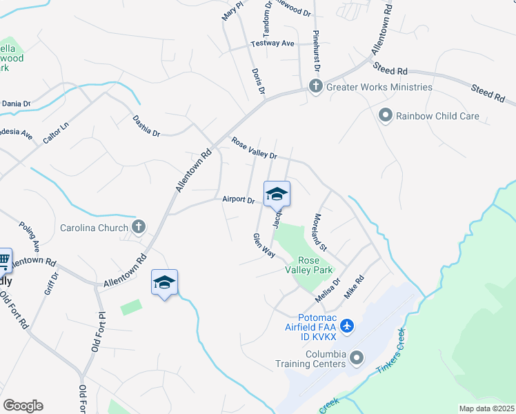 map of restaurants, bars, coffee shops, grocery stores, and more near 9701 Glen Way in Fort Washington