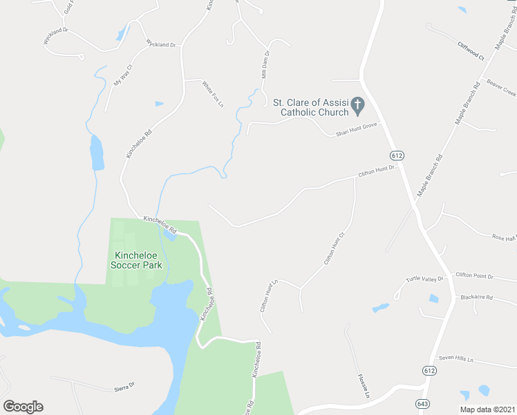 map of restaurants, bars, coffee shops, grocery stores, and more near 12414 Clifton Hunt Dr in Clifton