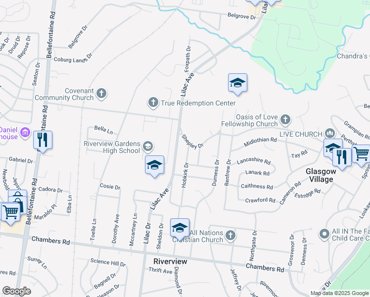 map of restaurants, bars, coffee shops, grocery stores, and more near 10429 Hobkirk Drive in St. Louis