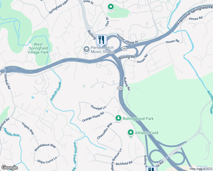 map of restaurants, bars, coffee shops, grocery stores, and more near 7937 Bethelen Woods Lane in Springfield