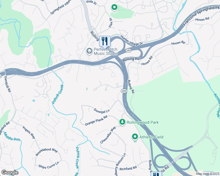 map of restaurants, bars, coffee shops, grocery stores, and more near 7937 Bethelen Woods Lane in Springfield