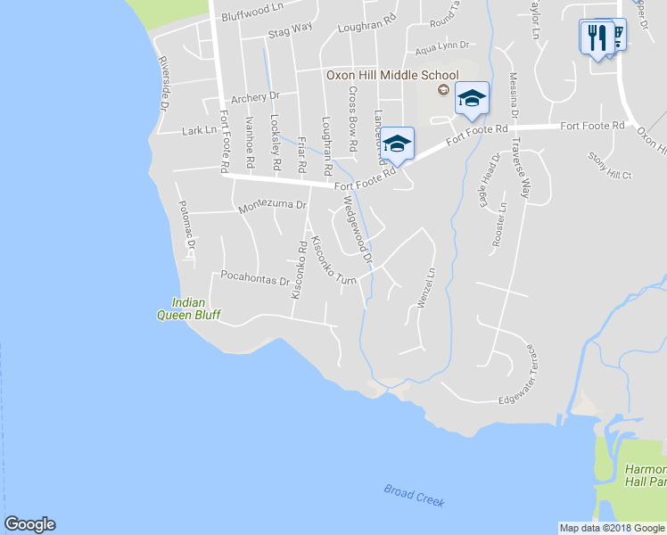 map of restaurants, bars, coffee shops, grocery stores, and more near 511 Kisconko Turn in Fort Washington