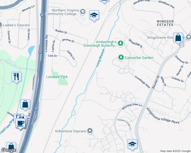 map of restaurants, bars, coffee shops, grocery stores, and more near 7366 Thomas Grant Drive in Alexandria